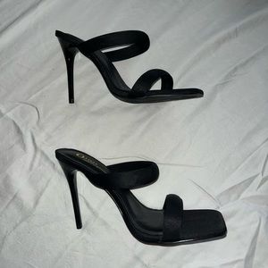 Black Satin Strap Heels